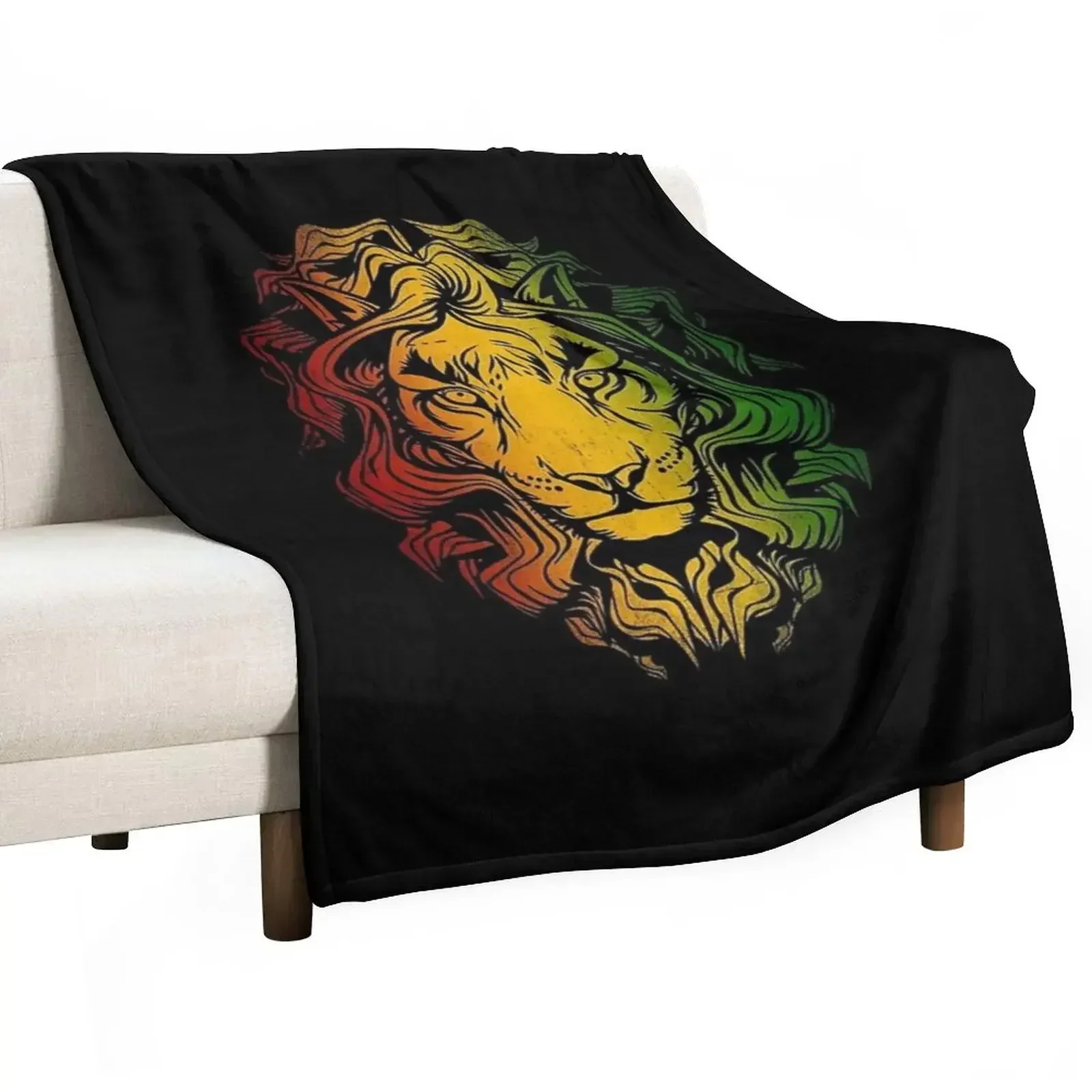 Lion Art Rastafari Flag Throw Blanket Kid'S Soft Plush Plaid Bed Blankets