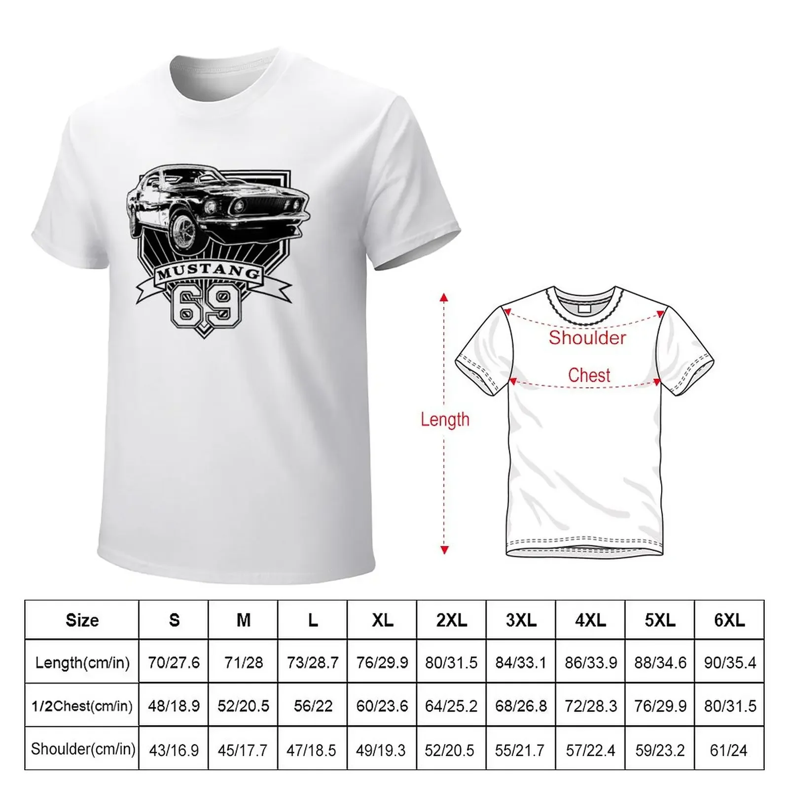 69 Mustang Fastback T-Shirt Short sleeve tee summer top blanks mens t shirts