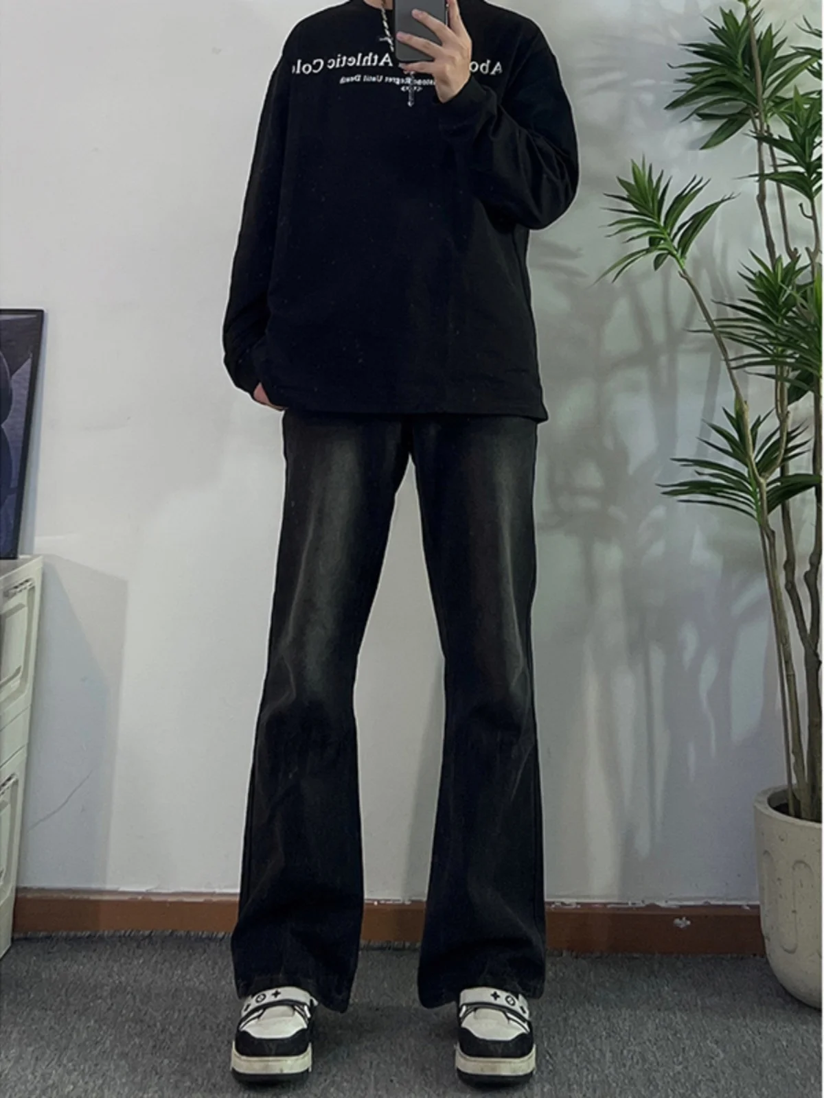 

Мужские джинсы American Style Vintage Washed, осенние, маленькие размеры, прямые, расклешенные, облегающие, длинные брюки