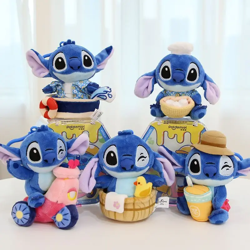 Disney Stitch Plush Doll Series, Lilo e Stitch, Caixa surpresa cega, Boneca bonito dos desenhos animados, Pingente de bolsa escolar, Presente coração menina kawaii