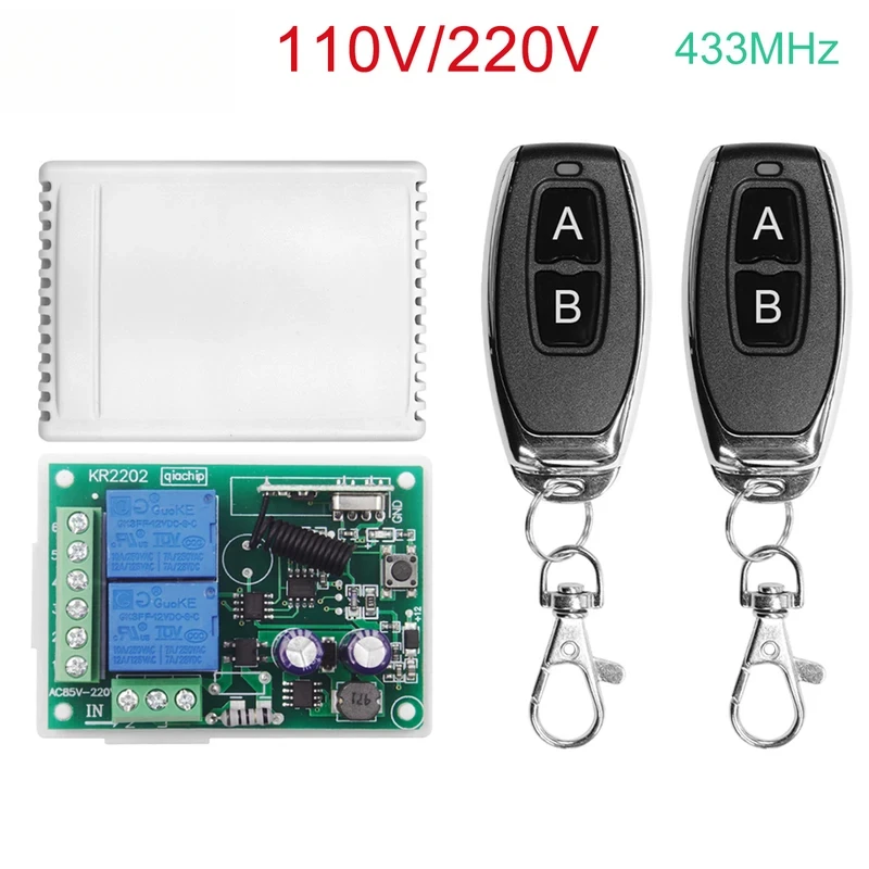 433Mhz Universal Remote Control Switch 220V 110V AC 85V 250V 2 Channel Relay Receiver Controller for Home Light Door Garage