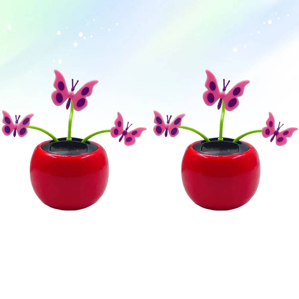 

2pcs Solar Powered Car Ornament Swing Design Abs Desktop Decor For Car Interior Outdoor Home Office Decoration Gift