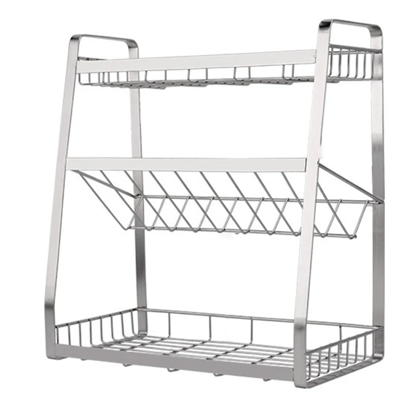 

Stainless Steel Three-Layer Kitchen Storage Shelf Seasoning Rack Kitchen Furniture Supplies Spice Rack CNIM Hot