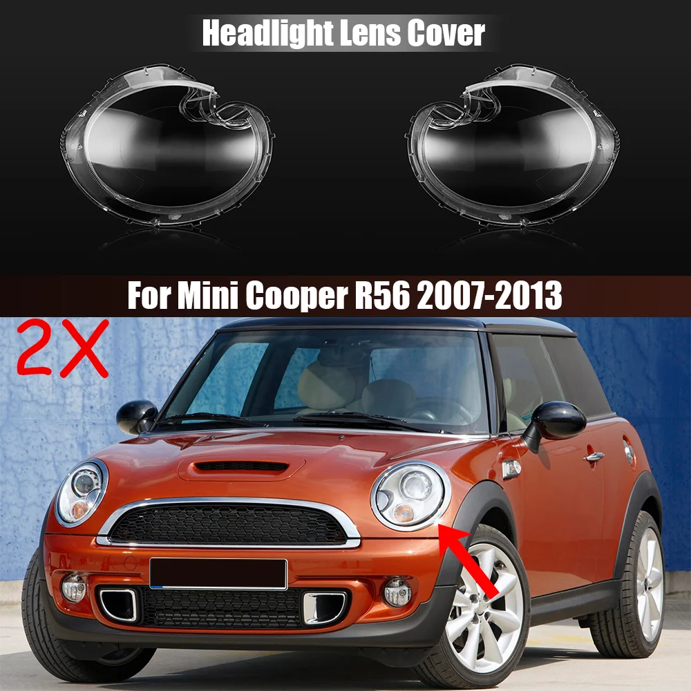 

For Mini Cooper R56 2007-2013 Front Headlight Cover Headlamp Lamp Shell Mask Lampshade Lens Plexiglass 63127270023 63127270024