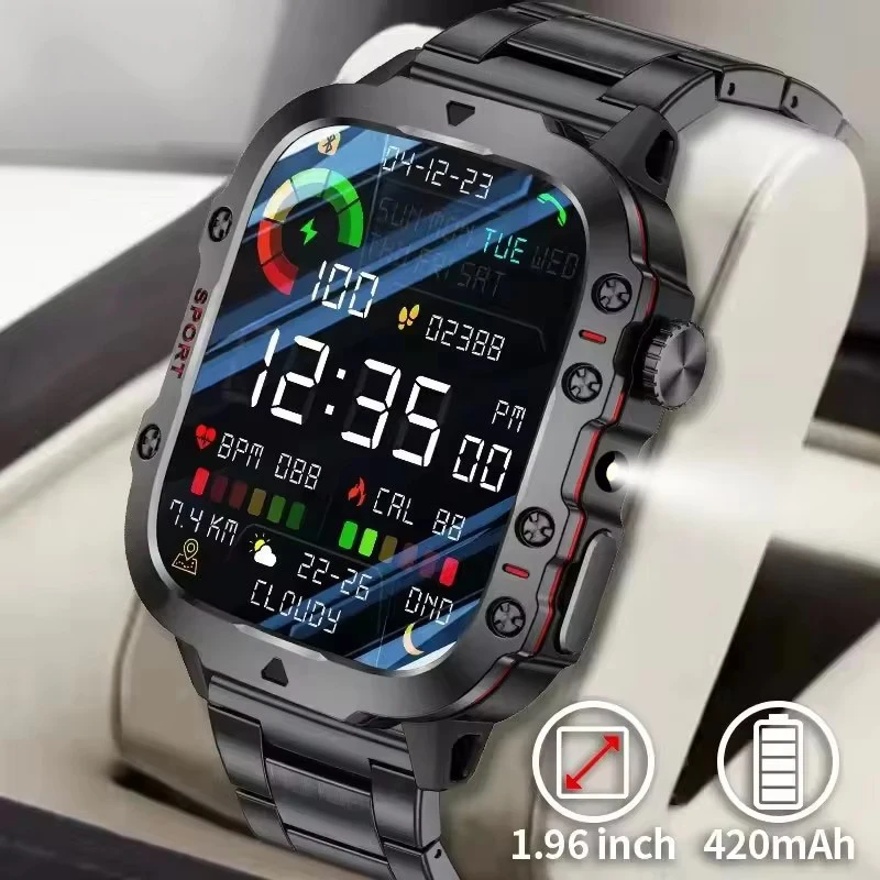 

SmartWatch Men Outdoor Militray Led Lighting Watches BT Call Sport Gps Tracker Heart Rate Sleep Smart Watch Waterproof