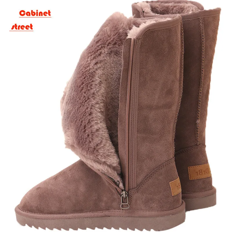 

Women Classic Ladies Winter Snow Mid-calf Boots 2024 Waterproof Warm Genuine Leather Fur Australia Plus Velvet Knee High Winter