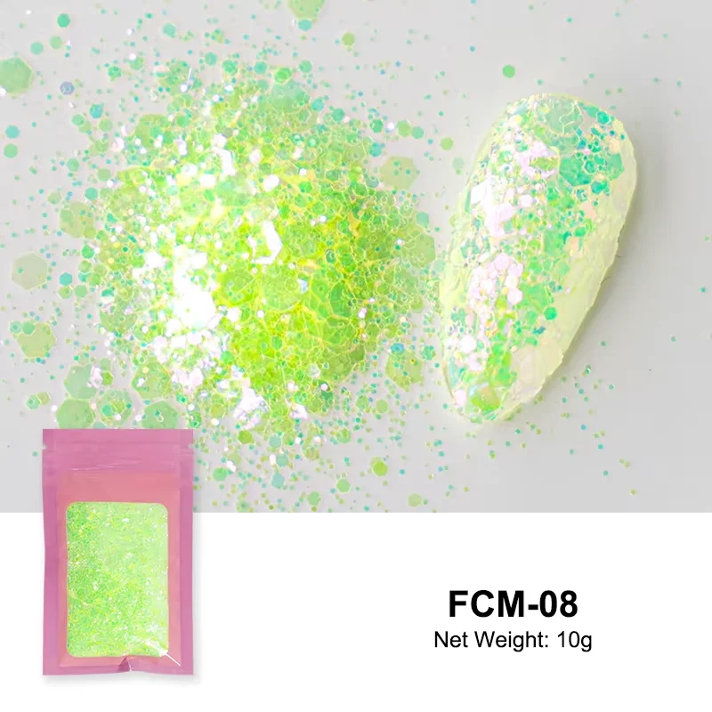 Glänzendes Zucker-Nagelglitzerpulver Candy-Coat-Effekt Weiß Schwarz Transparent Pigmentstaub Nagelkunst-Dekorationen DIY – Detail 13