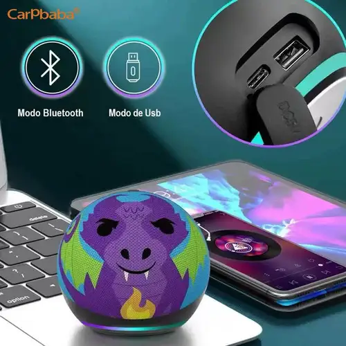 Imagen 2 del producto Nuevo Altavoz inalámbrico BL6, reproducción resistente al agua, instrucción de voz, luz integrada, portátil, para exteriores, con tarjeta TF, Altavoz Bluetooth