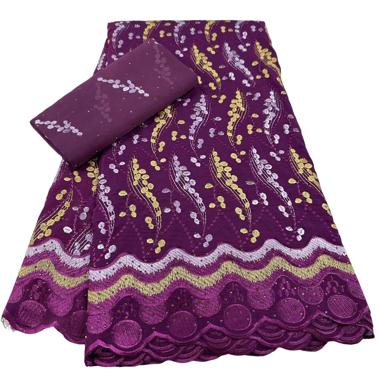 

Фиолетовый 5 + 2 ярда/комплект, высокое качество, африканская швейцарская вуаль, кружево для свадьбы, 100% хлопок, ткань с вышивкой, Нигерия, шитье свадебного халата
