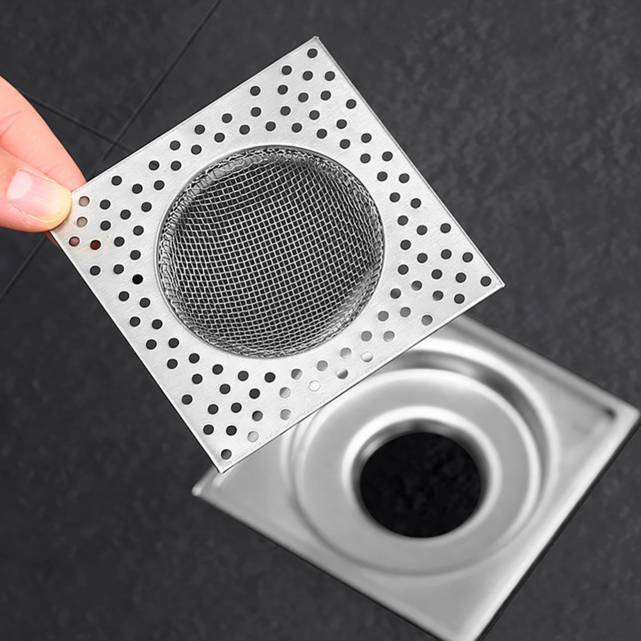 

Square Kitchen Sink Filter Stainless Steel Anti-blocking Net Sink Mesh Strainer Bathroom Floor Drain Cover Shower Hair Catcher