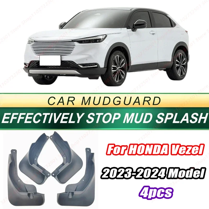 For HONDA Vezel 2023-2024 Model 4PCS Front Rear Mud Flaps Splash Guards Fender Mudguards Auto Accessories