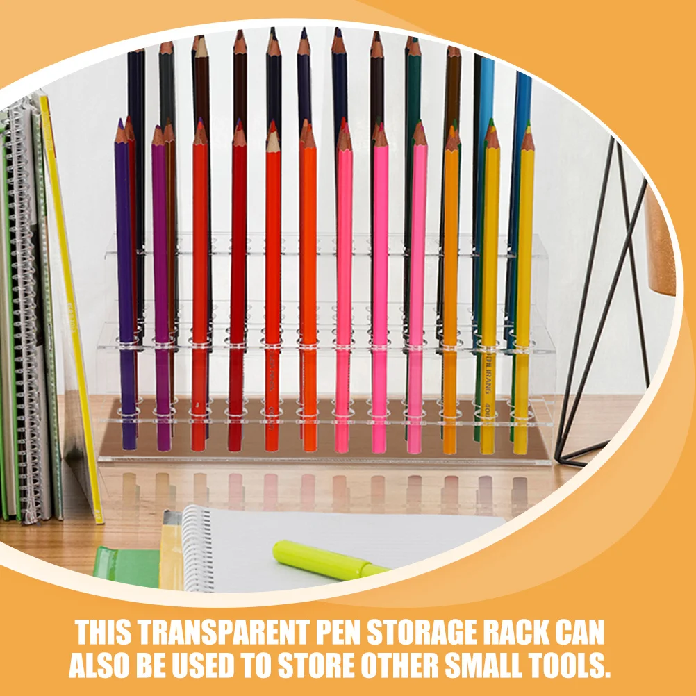 

2pcs Pen Storage Rack Clear Plastic Organizer Stand For Office Desk Pencil Ball Pen Holder Display Rack For Art Nail Tools
