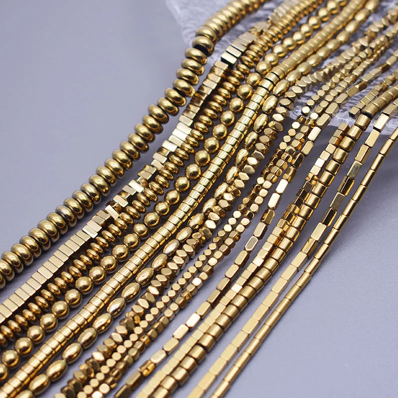 금도금 색상 유지 천연 헤마타이트 스톤 스페이서 루즈 비즈 쥬얼리 제작 DIY 팔찌 부자재