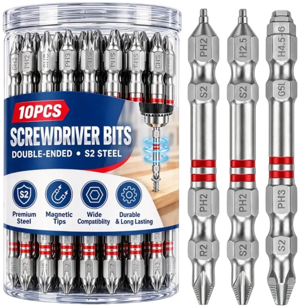 10/1PCS Magnetic PH2 Screwdriver Bit Multi Size Adapter Bit High Hardness Steel Hex Drill Bit for Power Screwdriver Repair Tools