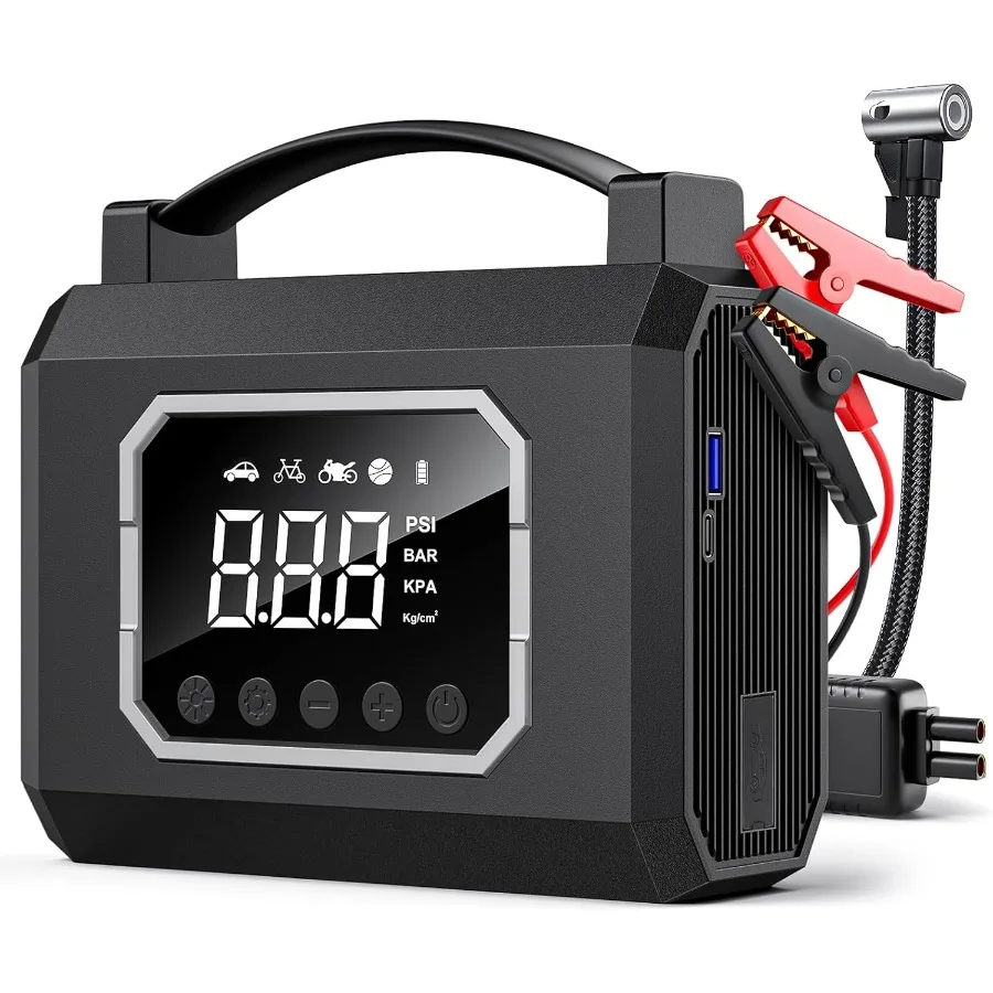 

Portable Tire Inflator with 160PSI Air Compressor and 26800mAh Battery for Fast Inflation 65W Fast Charging Car Battery Jump St