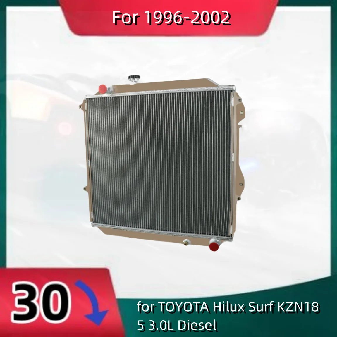 Aluminum Radiator for TOYOTA Hilux Surf KZN185 3.0L Diesel 1996 1997 1998 1999 2000 2001 2002 Manual MT