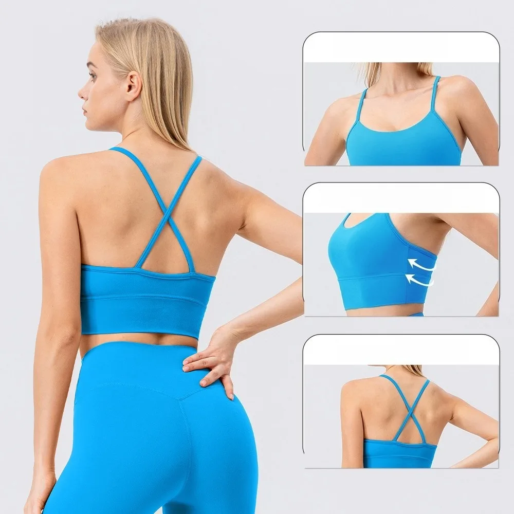 Lightweight Gentle Yoga Sports Bra Skin-Friendly Stretch Tank Top Breathable Running Fitness Athletic Wear