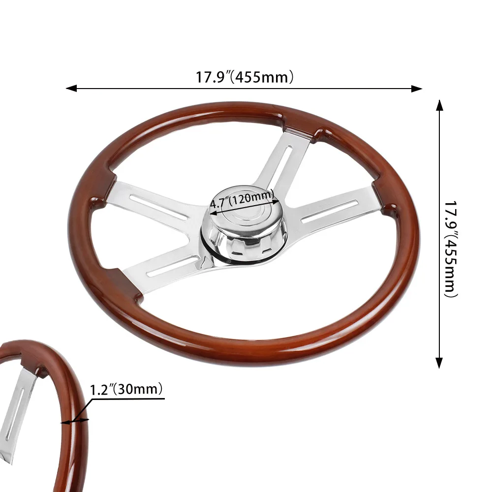 Car modification accessories truck solid wood steering wheel 18 inch 455MM3 holes vintage car vintage nan wood steering wheel