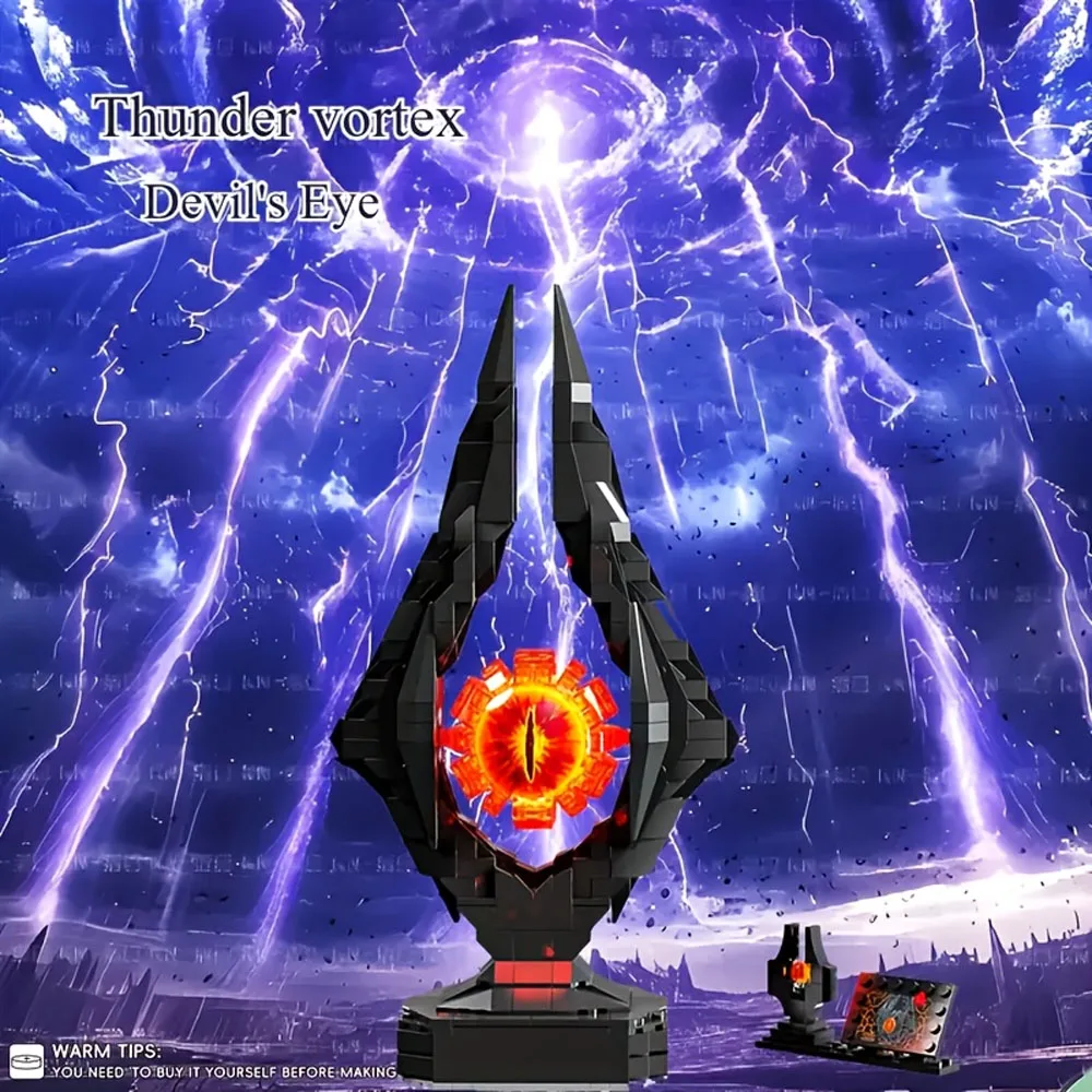 Cretive 925PCS Bloques de Construcción del Ojo de Sauron de El Señor de los Anillos con Luz LED, Ladrillos de Montaje, Juguete Coleccionable, Regalo para Niños