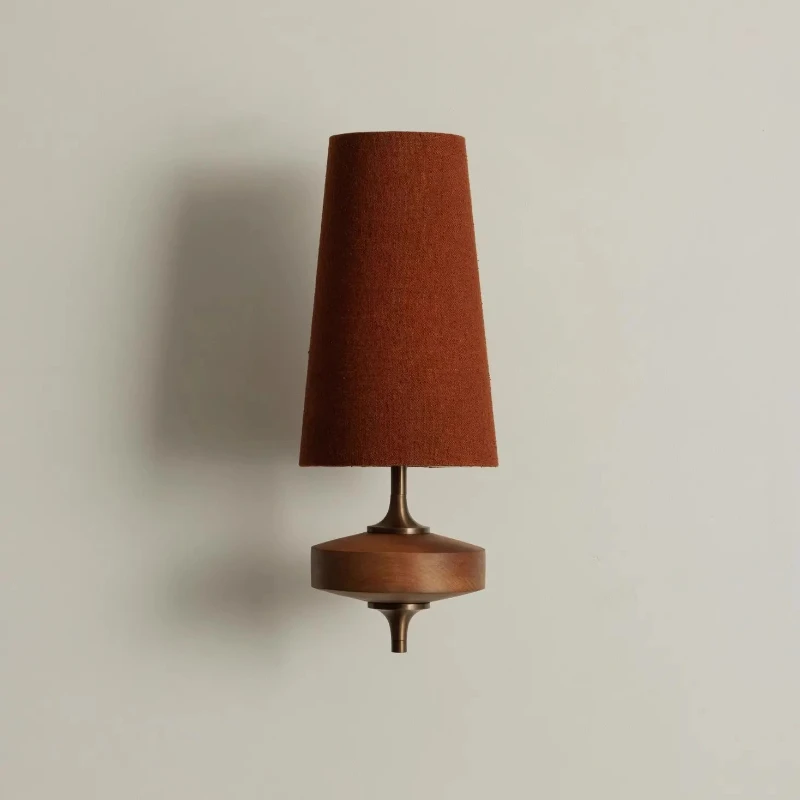 

Green wall lamp entry solid wood medieval wall lamp bedroom bedside living room French retro