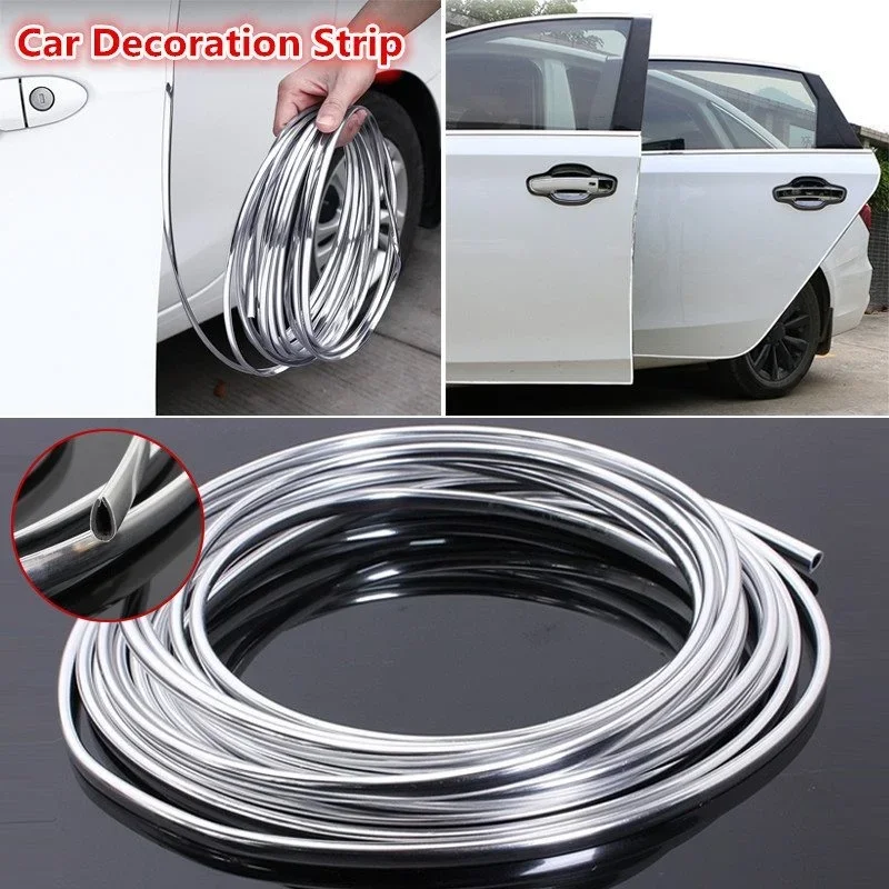 6M Car Door Edge Scratch Protection Strip Bumper Anti-collision Strip DIY Silver PVC Molding Decorative Strip Auto Accessories