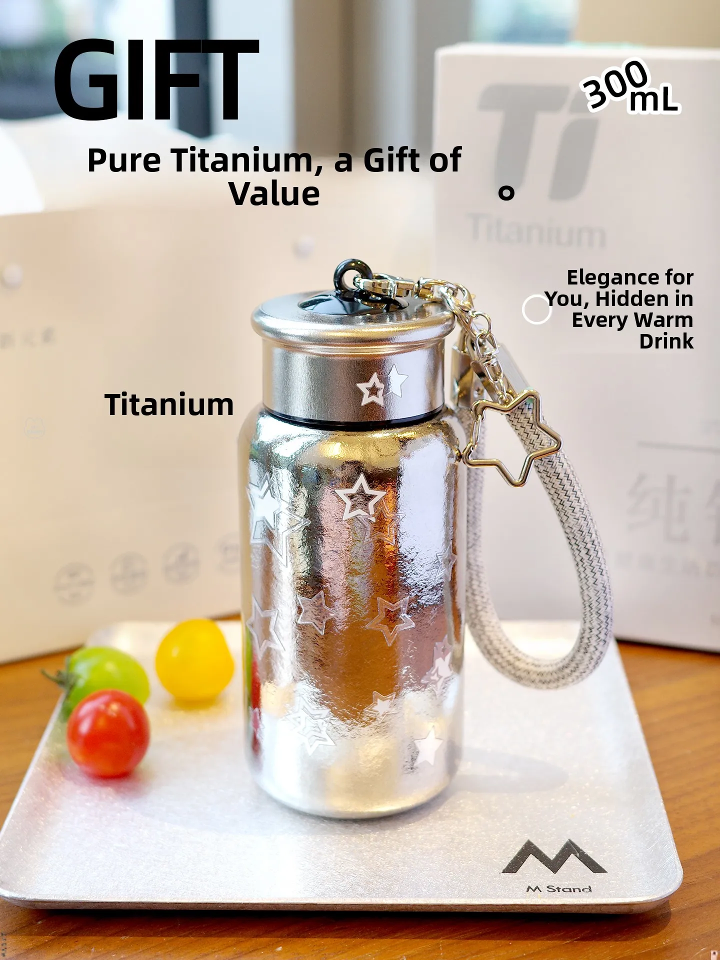 

Портативная титановая термобутылка, маленькая, легкая, подарок для женщин, подарок на день рождения, дорожная кружка, крышка из нержавеющей стали