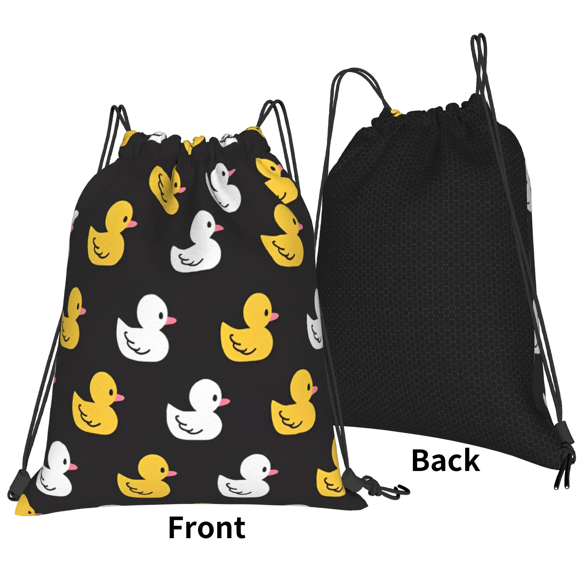 Cute Duck Cartoon Drawstring Backpack Sports Gym Bag Water Resistant  String Sackpack for Running 36cm (W) x 43cm (H)