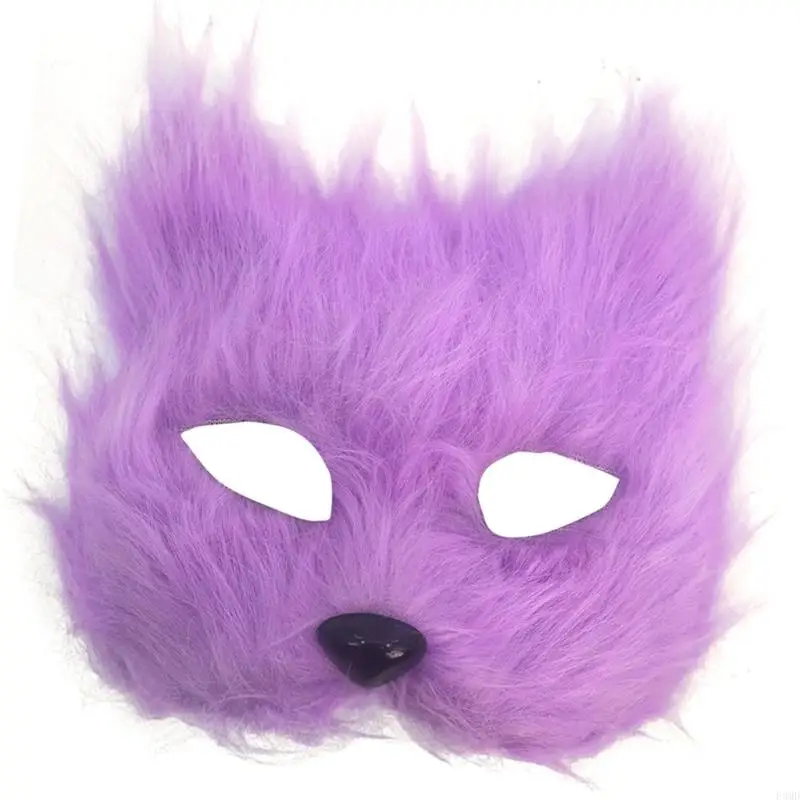 Furry Plush Partial Coverage Foxes Mask Durable Plastic Frame For Cosplay Event Or Themed Gatherings F3MD