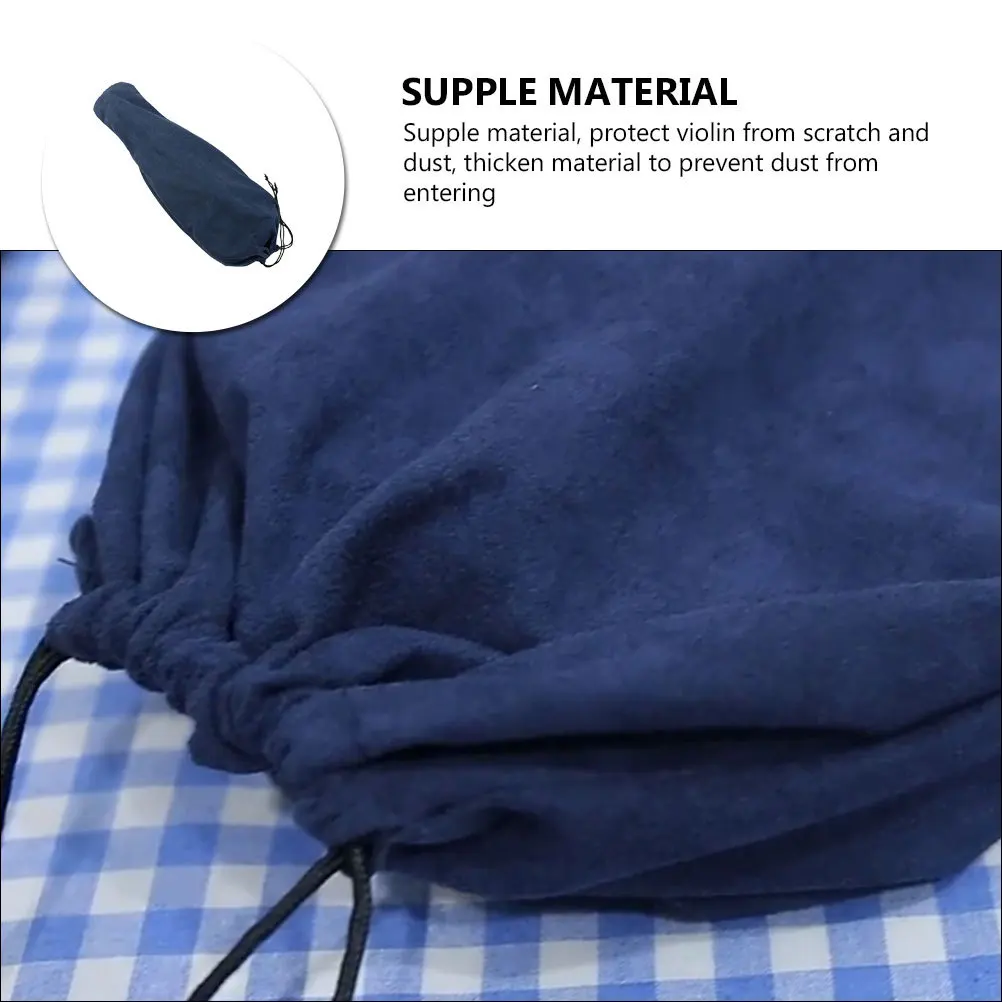 

1pc Violin Protective Cover Suede Fabric Durable Supple Dust Resistant Decoration Accessory Sleeve For Violin Dark Blue