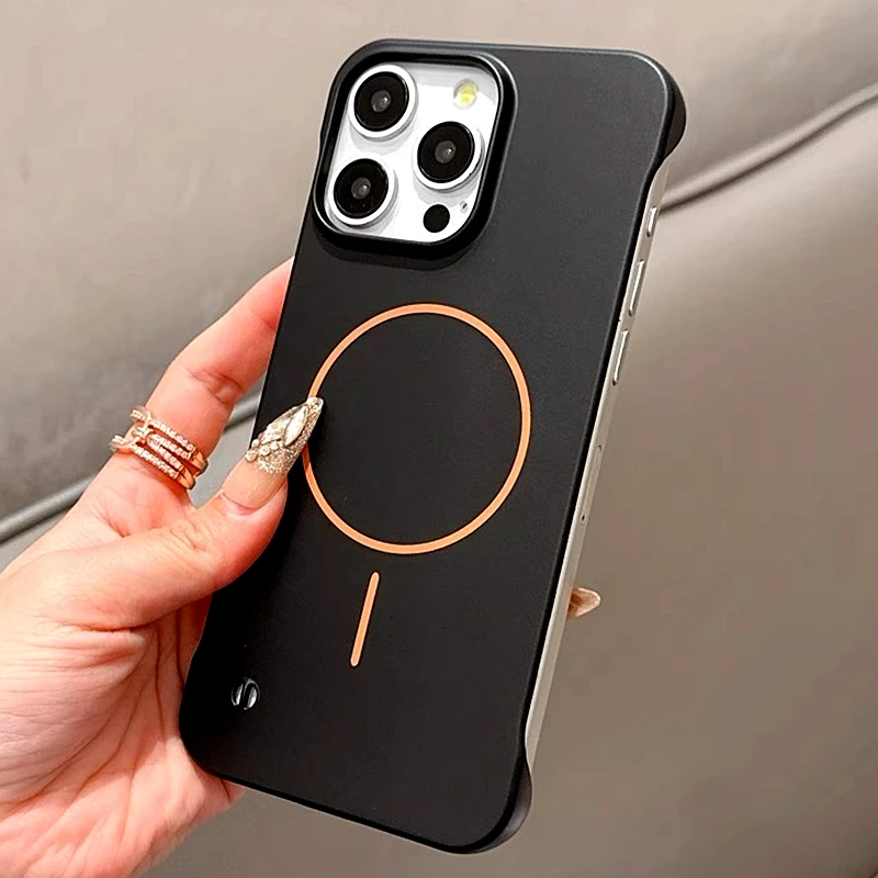 Funda de teléfono Magsafe mate de lujo sin fronteras para iPhone 11 12 13 14 15 16 Pro Max, fundas de parachoques ultrafinas magnéticas