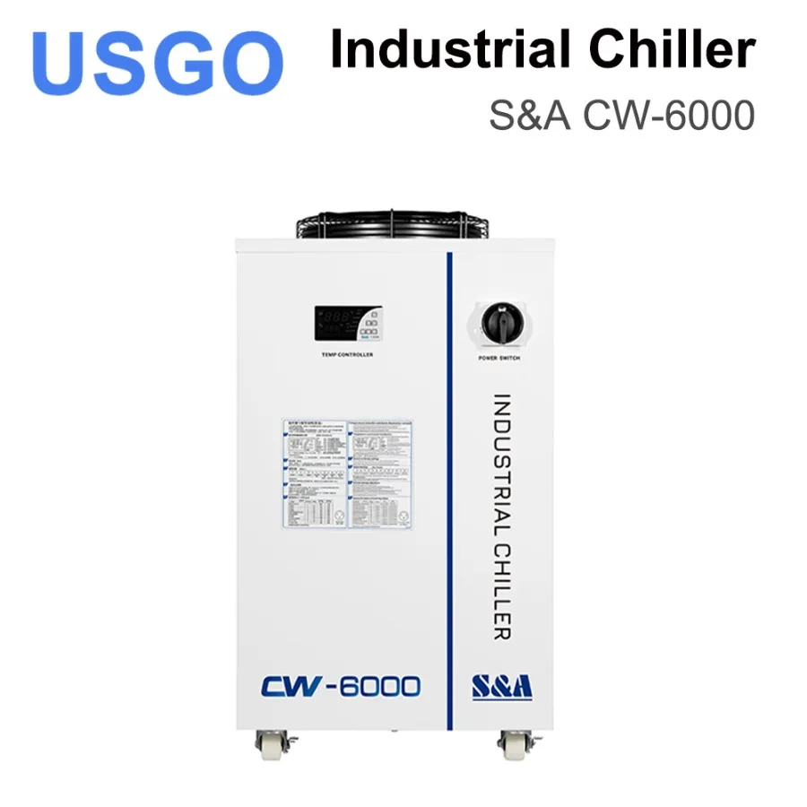 

USGO CW-6000 S&A Industrial Chiller 50/60Hz 70L/min Flow R-410a Refriferant 50/60Hz for Machine Water Colling System