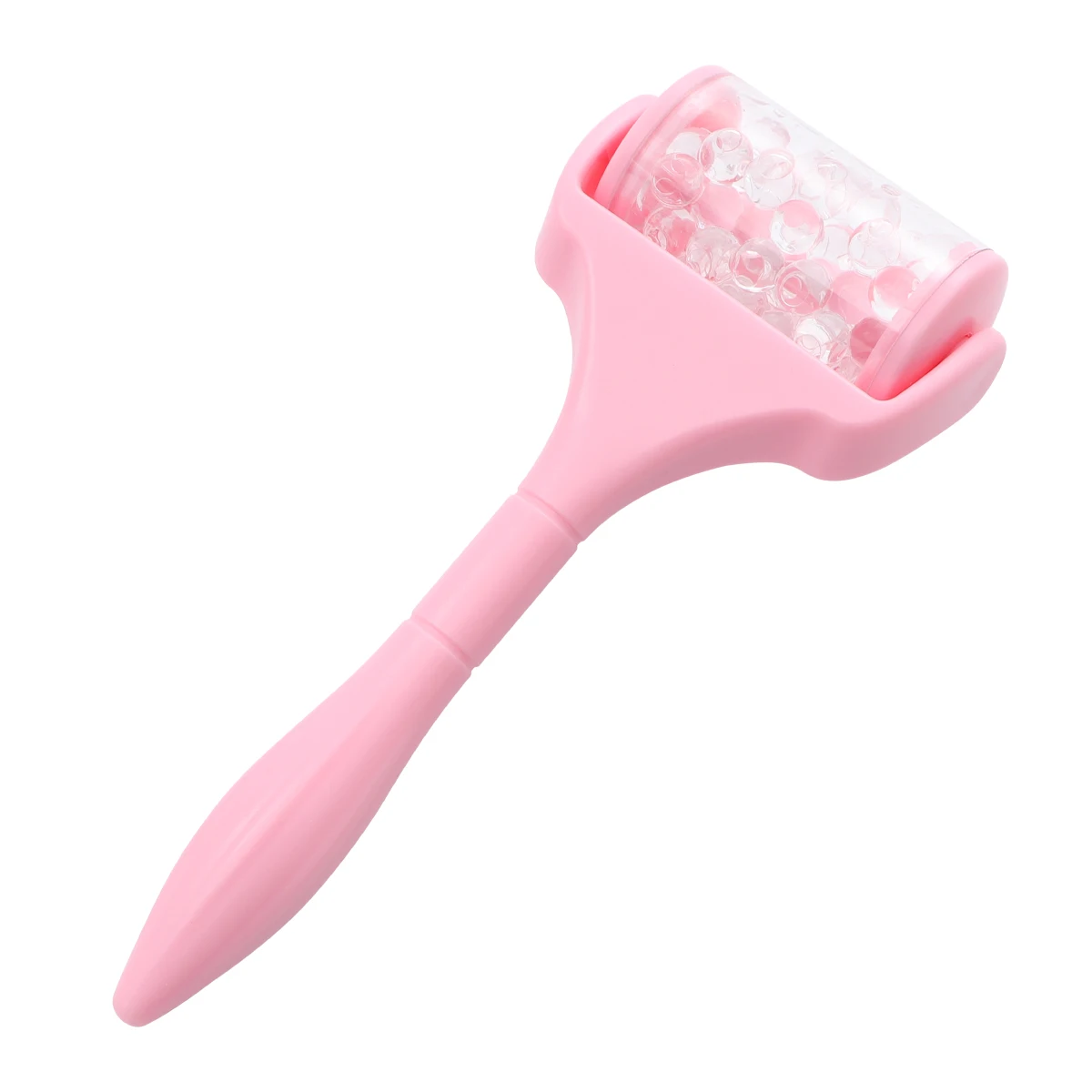 Masajeador Facial portátil, herramienta de elevación para el cuidado de la piel, rodillo Facial fino con mango rosa, cuentas transparentes, 1 ud.