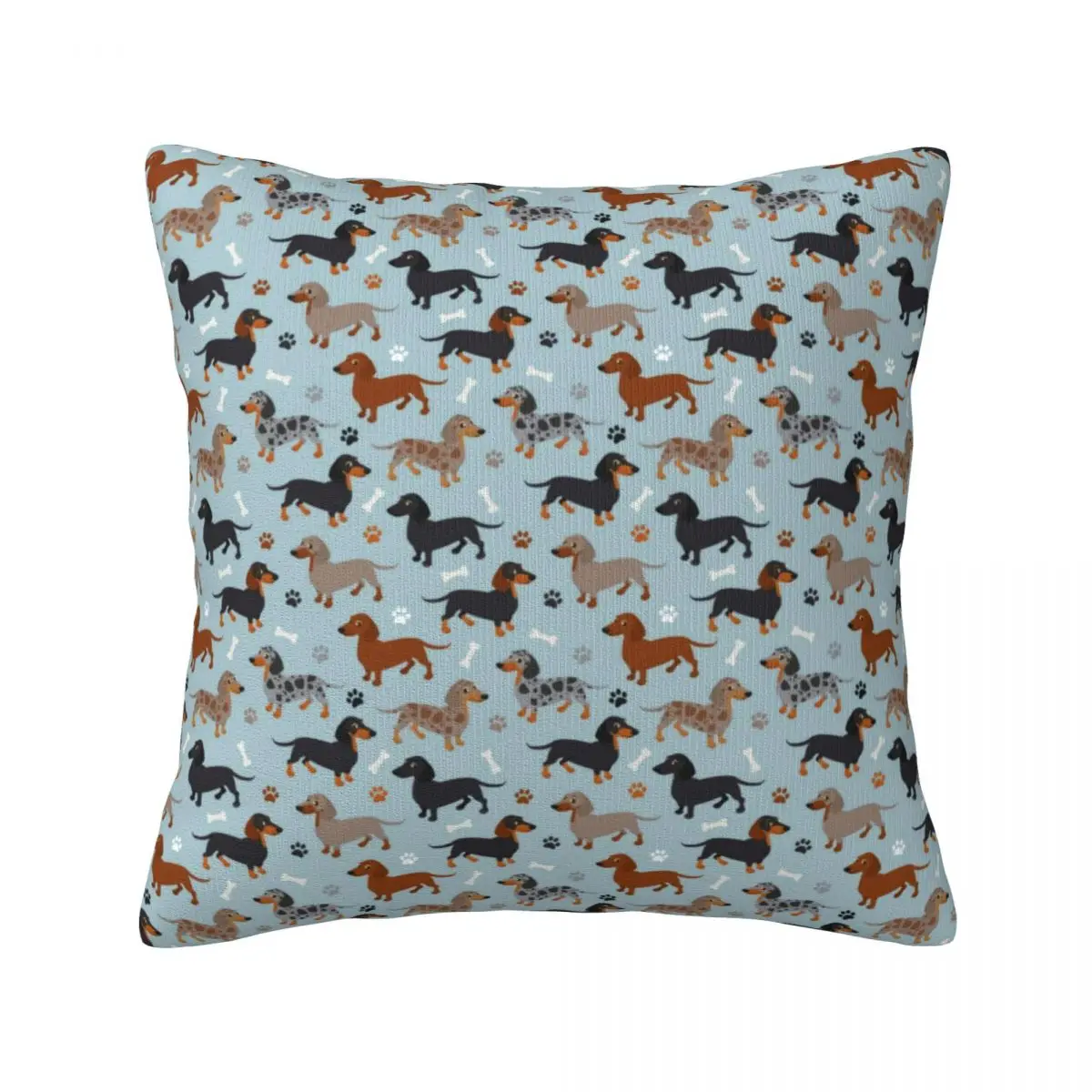 

Dog Print Pillow Case Dachshund Paws and Bones Bed Zipper Pillowcase Spring Soft Polyester Cover