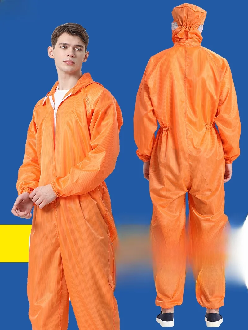 

Оранжевый защитный костюм от статического электричества, раздельный, для использования внутри помещений, для взрослых