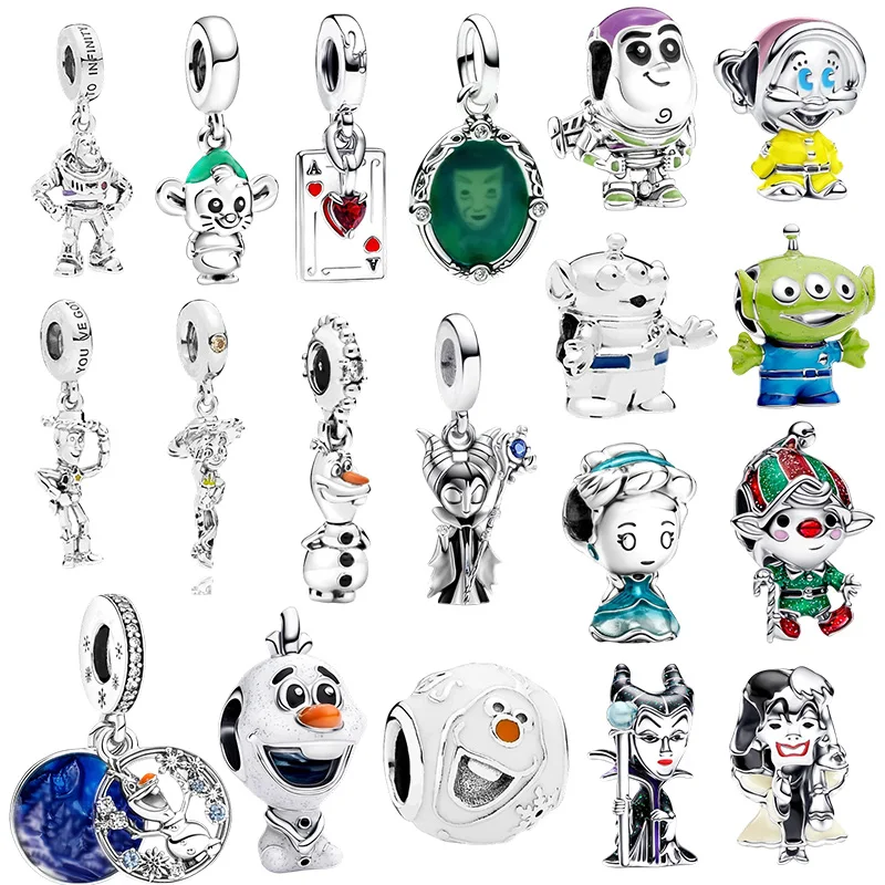 Nuevo Original Abalorios Colgantes de Buzz Lightyear y Bella Durmiente para DIY, Regalo de Joyería para Mujer, Abalorios para Pulsera