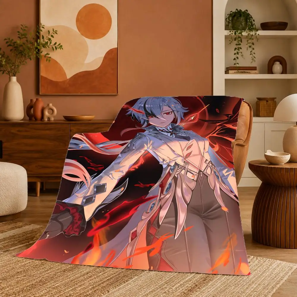Genshin Impact Arlecchino Elegant Throw Ultra Soft Summer Flannel Throw Blanket for Couch, Bed, Office & Travel