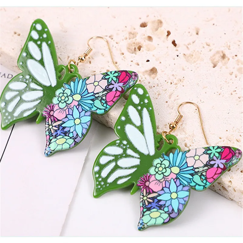 Colorful Butterfly Acrylic Earrings Creative Laser Cut Jewelry, Personalized and Cute Jewelry for Summer Suitable for Women Gift