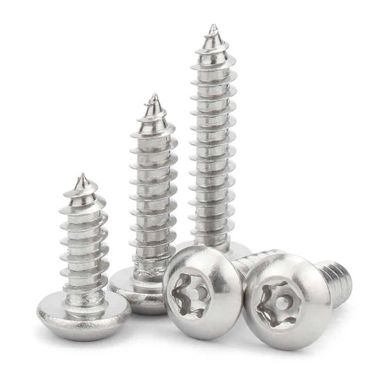 M2.9 M3.5 M3.9 M4.8 304 Stainless Steel Pin Six Petal Torx Pan Head Anti-theft Safety Self Tapping Wood Screw