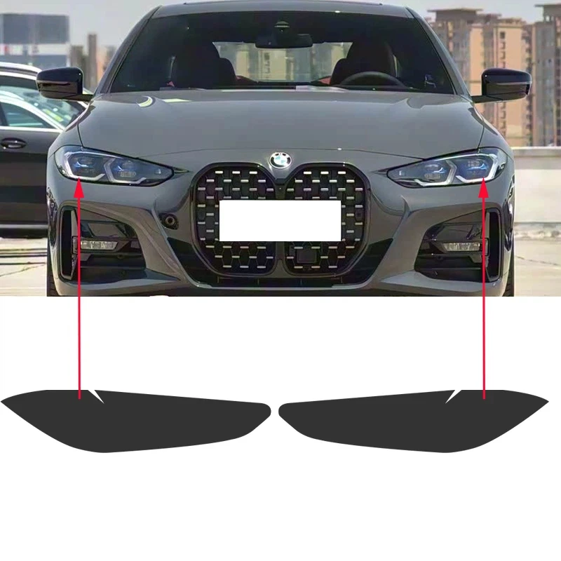 Für BMW 4er Serie G22 G23 G26 2020-2025 Rauchschwarze TPU Scheinwerferschutzfolie Kratzfest & UV-Beständige Aufkleber PPF