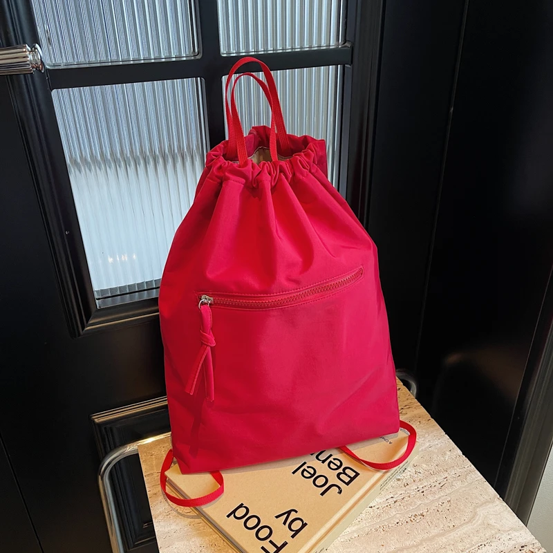 Solid Color Fashion Backpacks Large Capacity 2024 High Quality Casual Bags for Women Zipper Nylon Basic Style Backpacks