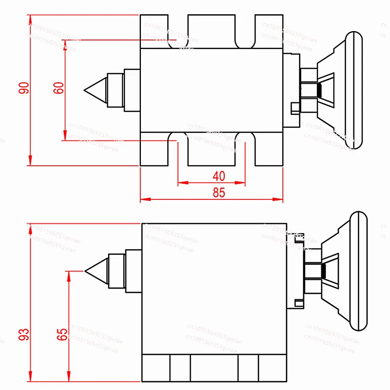 65Mm center height MT2 tailstock, for the corresponding tailstock of 80mm chuck