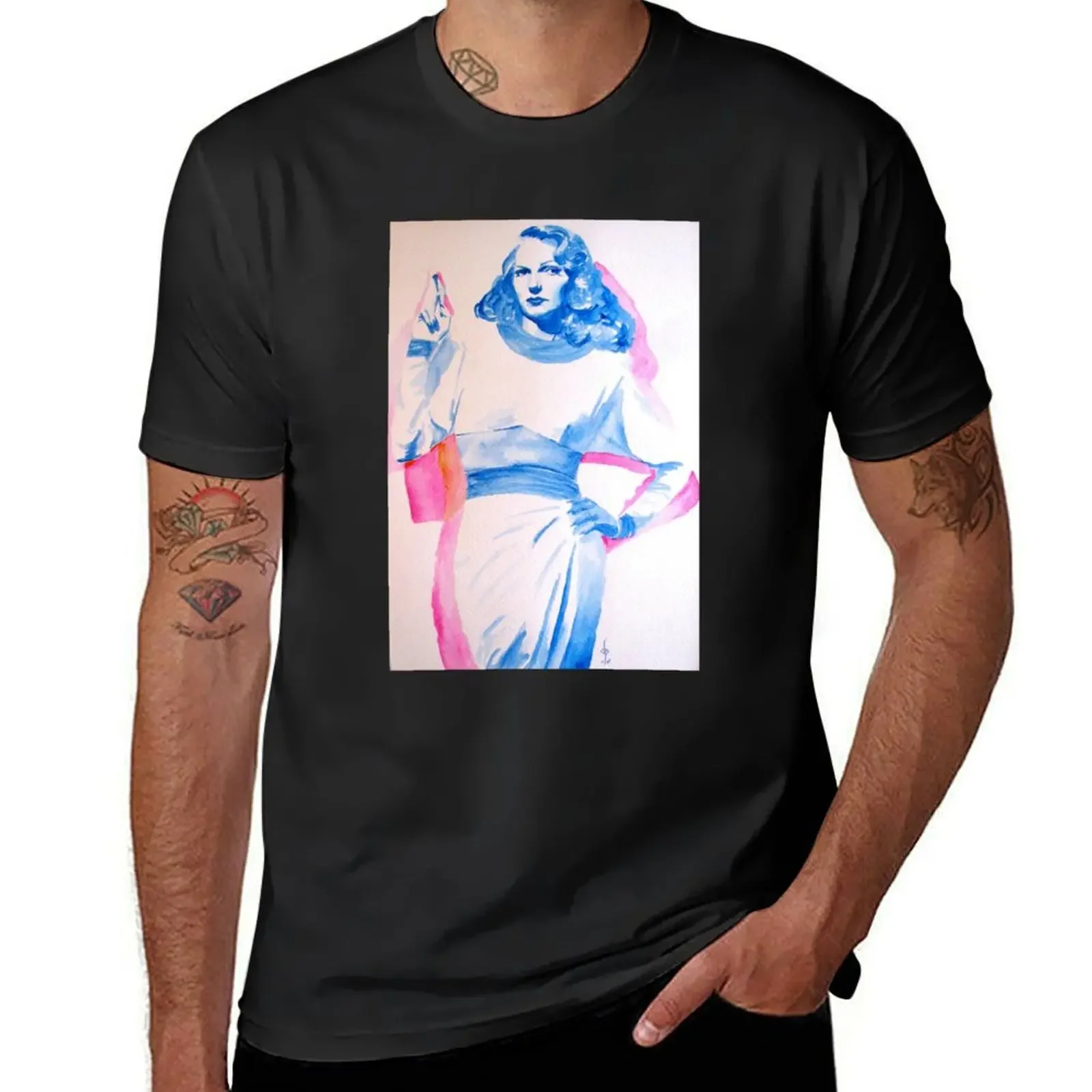 Rita Hayworth In Blue T-Shirt plus size tops customs korean fashion mens graphic t-shirts pack