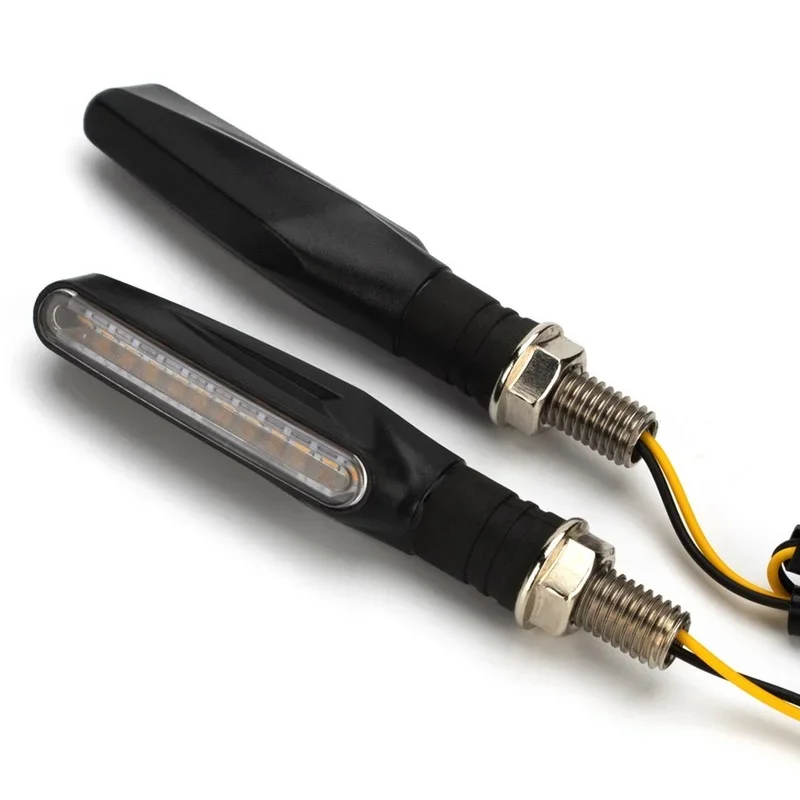 1/2PCS Motorcycle Turn 12 LED High Bright Amber Turn Signal Sequential Signals  Blinker Flowing Brake Lamps Motorcycle Light