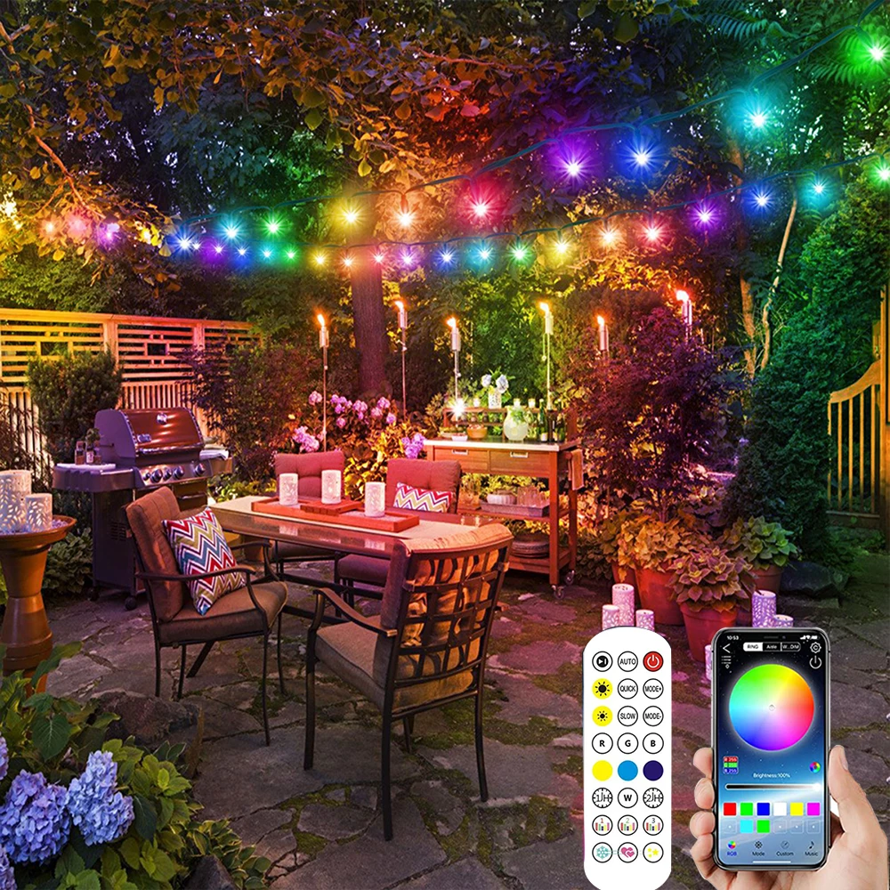 7.5M 50 LED Garden Decoration Fairy String Lights App Remote Control Dream Color Lights Waterproof for Christmas Party Outdoor