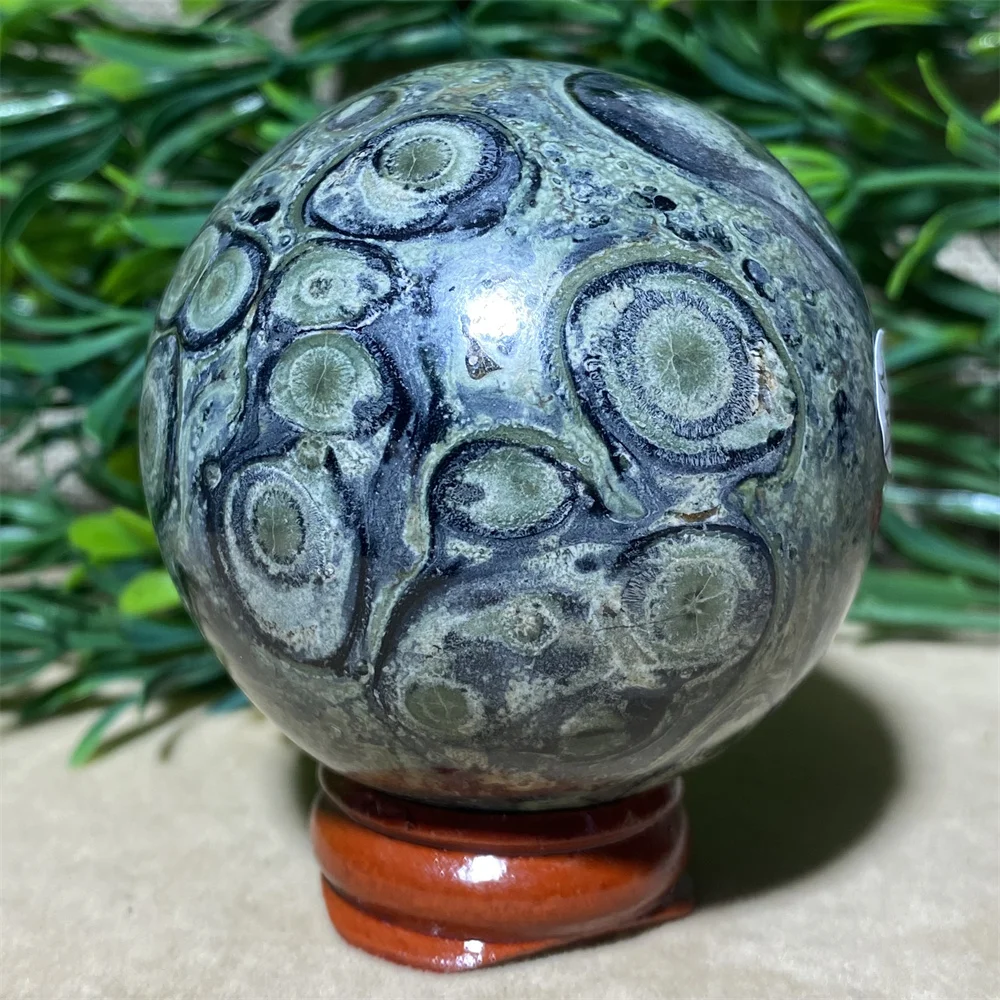 Natural Crystal Kalbaba Sphere Peacock Eye Quartz Ball Healing Reiki Minerals  Stone Spiritual Home Decoration Room + Stand