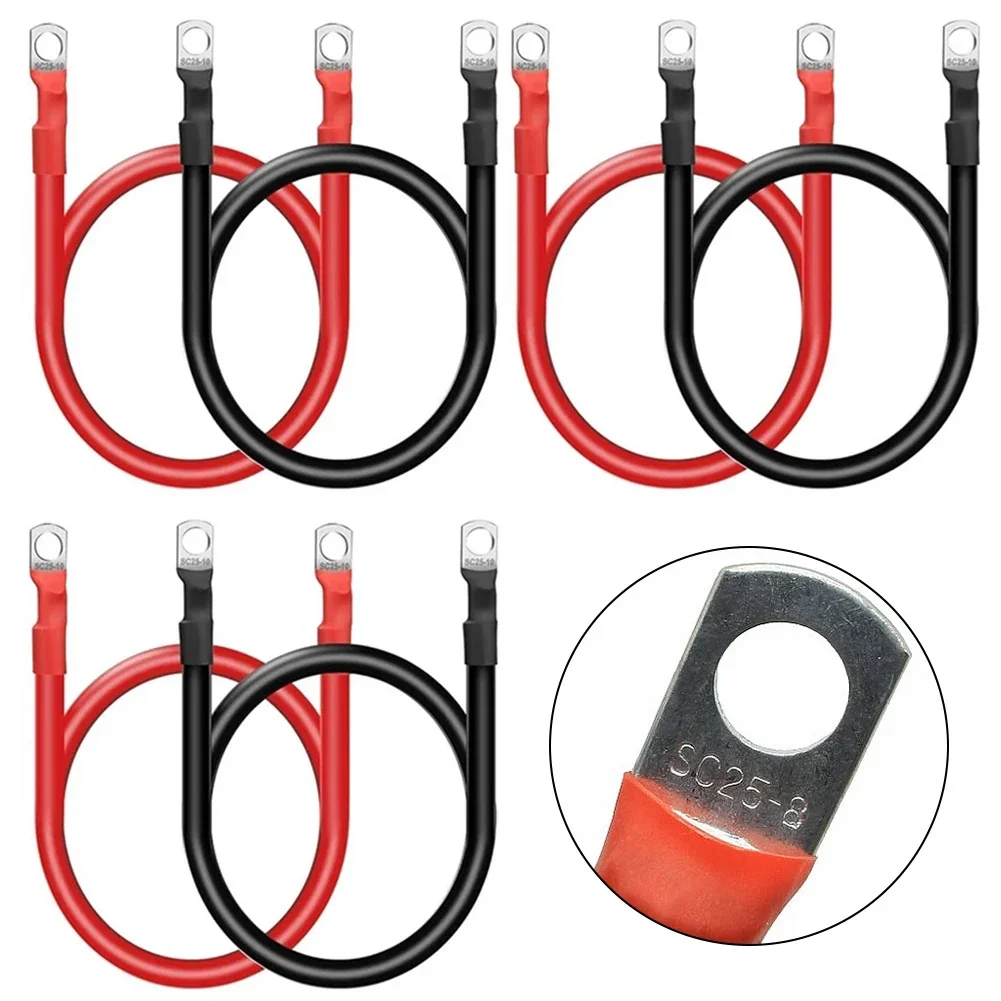 For Automotive Essential Set of Six Robust and Flexible PVC Insulated Battery Cables Measuring Twelve Inches Each