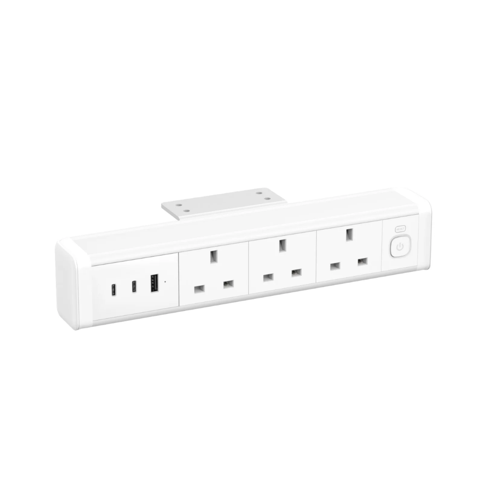 Customized White Color Official Aluminum Socket Power Distribution Unit PDU UK Cat6 Data Port USB A+C 20W