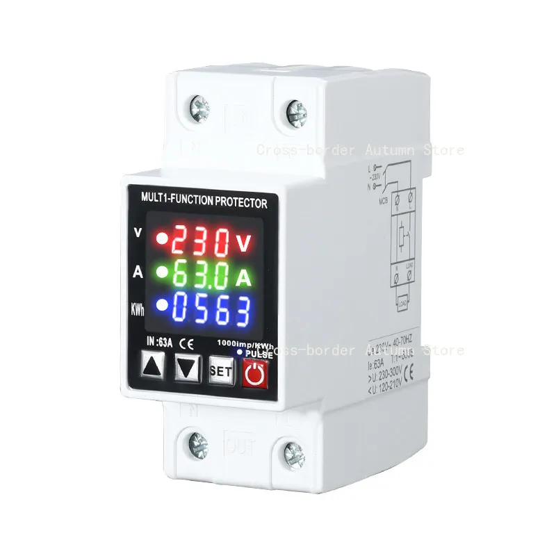 3-Phase Digital Meter Module Voltage Current Power Factor Meter Auto Reset Over Under Voltage Protector