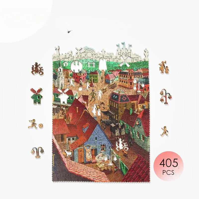 

Small Town Day Alien Irregular Wooden Puzzles Fun Creative Fun Healing Puzzles