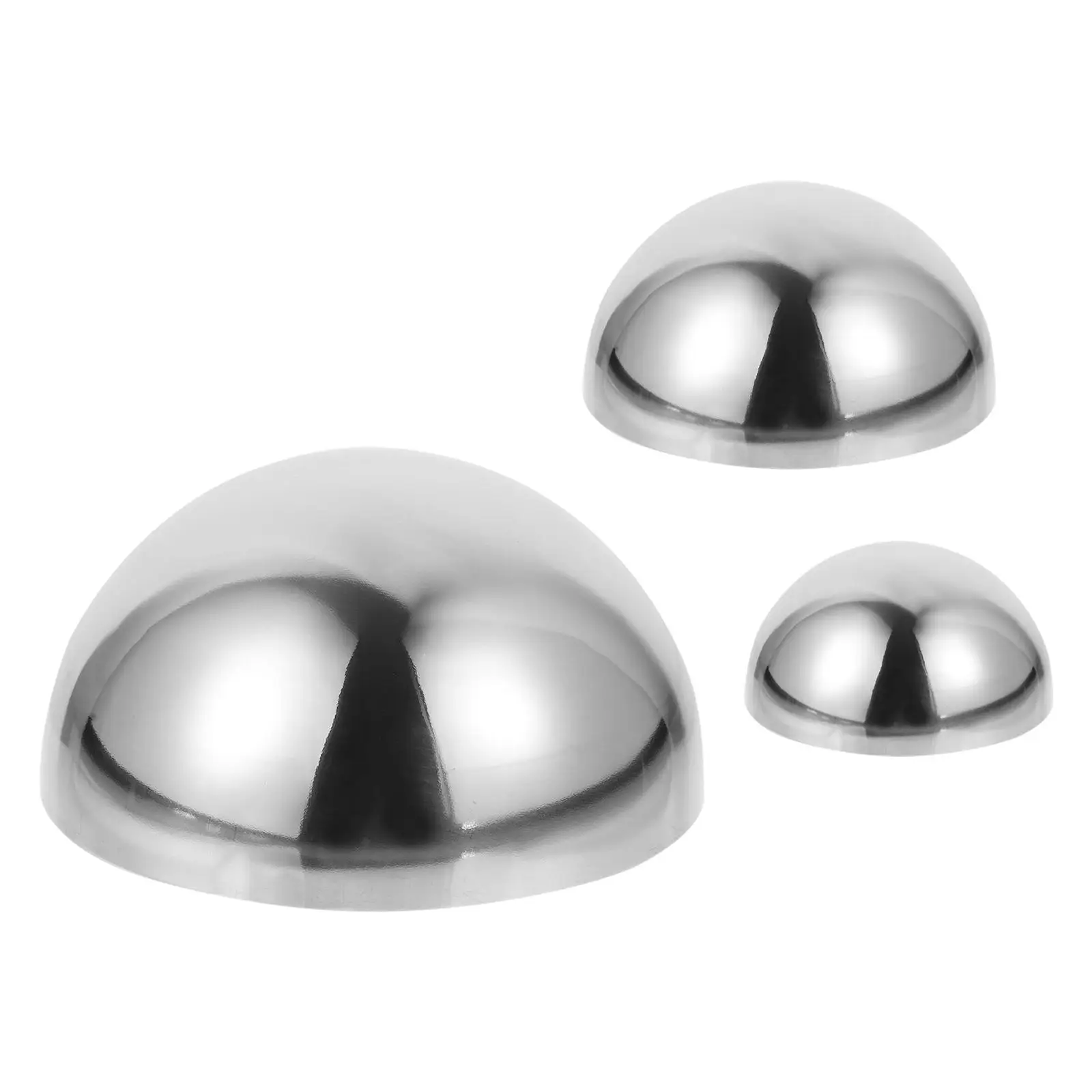 

3 Pcs Stainless Steel Semi-sphere Decoration Mirror Wall Half Globe Decorative Balls Hollow Accessories Jewelry